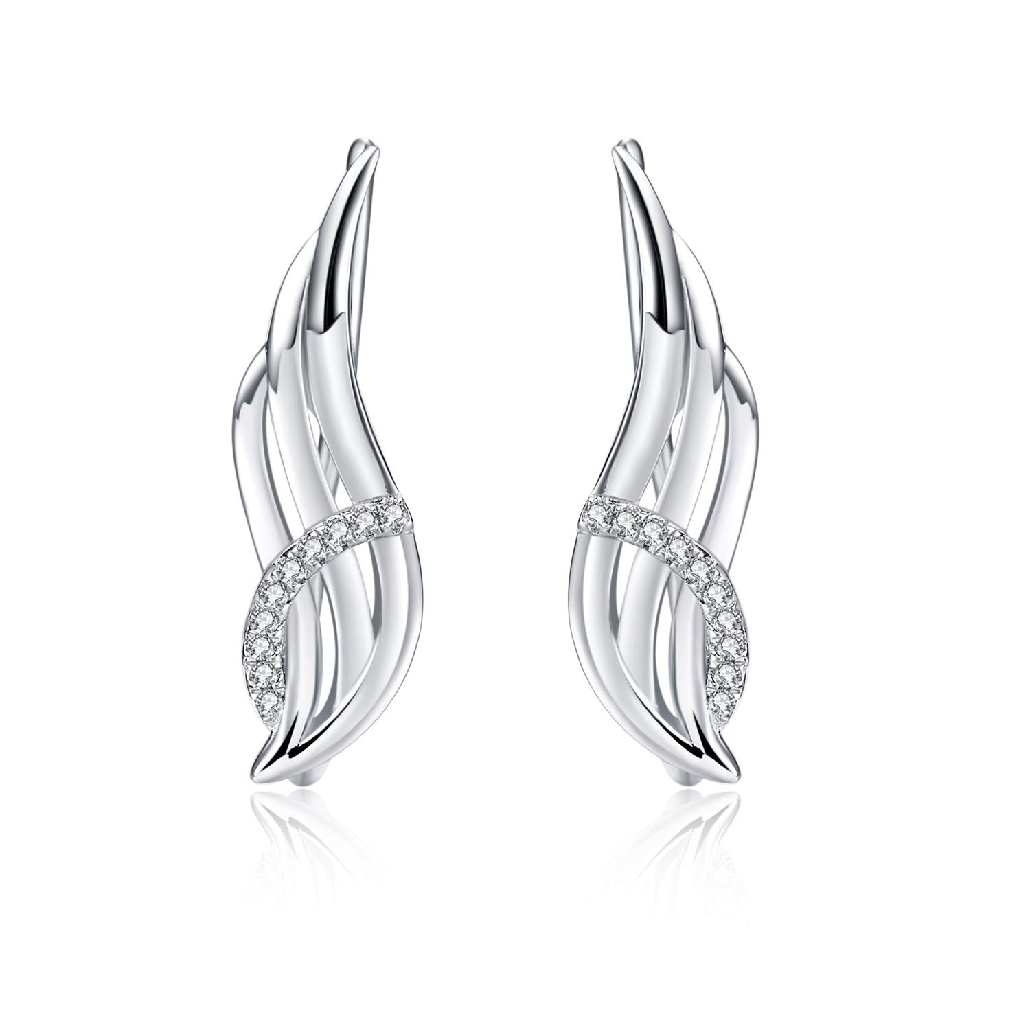 Angel Wings Ear Climber Earrings Sterling Silver Cuff Earrings Hypoallergenic