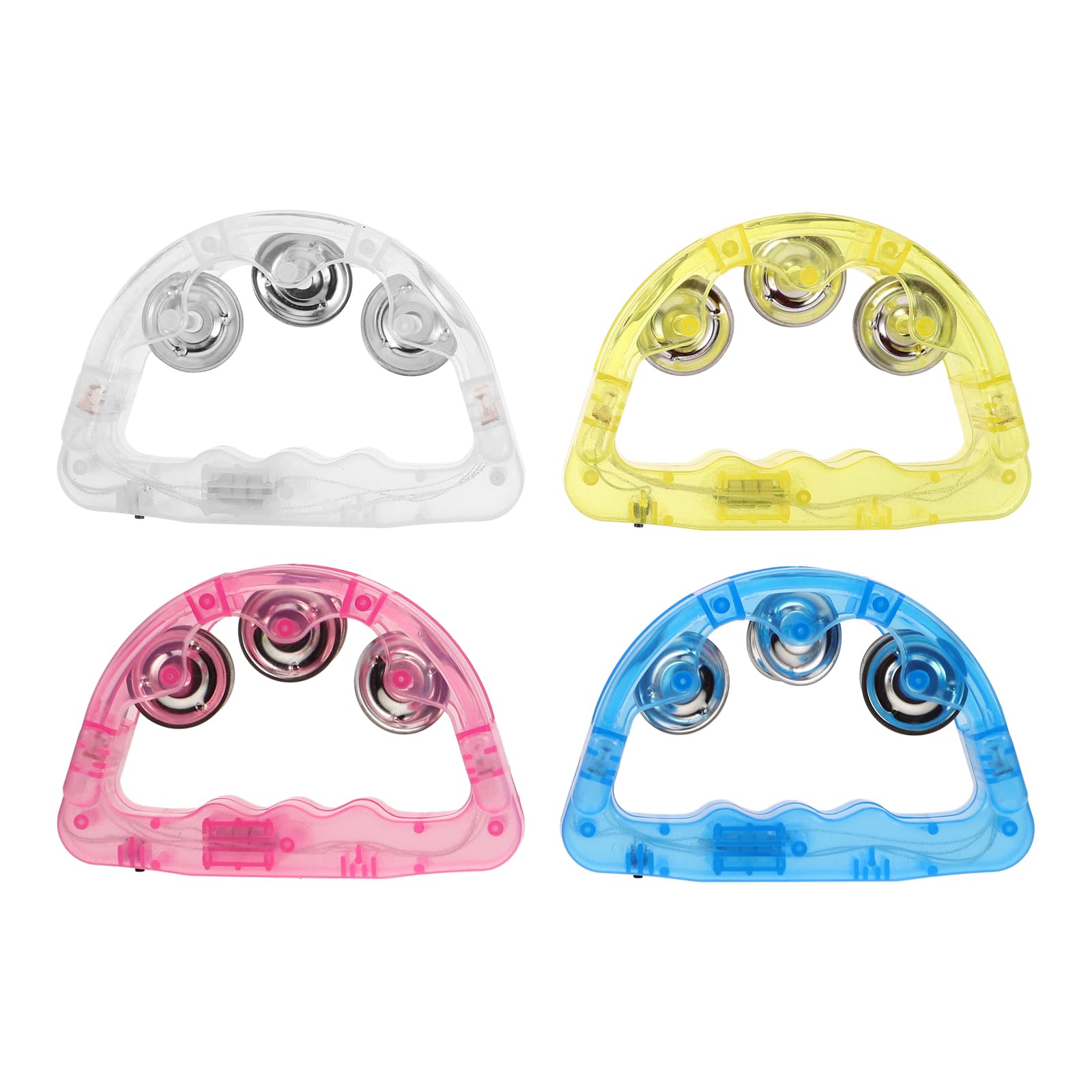 Tomaibaby 4pcs LED Tambourine Musical Flashing Tambourine Handheld Percussion Instrument for Kids Adults Light Up for Party Halloween
