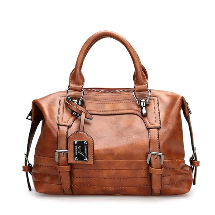 AlwaySky Frauen Handtasche, weiche PU-Leder Umhängetasche, Vintage Totes Satchel Schulter Boston Tasche für Arbeit einkaufen