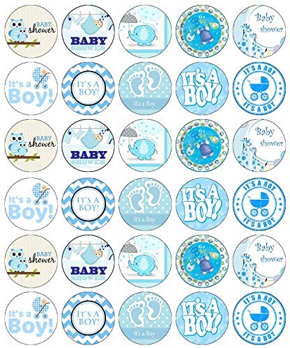30 Baby Shower Boy Cupcake Toppers Edible Wafer Paper Fairy Cake