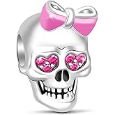 GNOCE Skull Charms for Bracelet 925 Sterling Silver Halloween Charms for Women Wife Christmas Gift