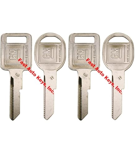 Vintage GM Keys 4 New GM Logo Key Blanks - Ignition & Door/Trunk Uncut Blanks 320588 320589 GM Key Fob - Foto 2