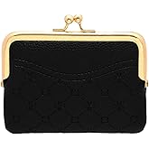 Coin Purse Vintage Bag Lock Wallet Buckle Kiss Lock change purse change holder wallet coin Leather coin wallet(F black)