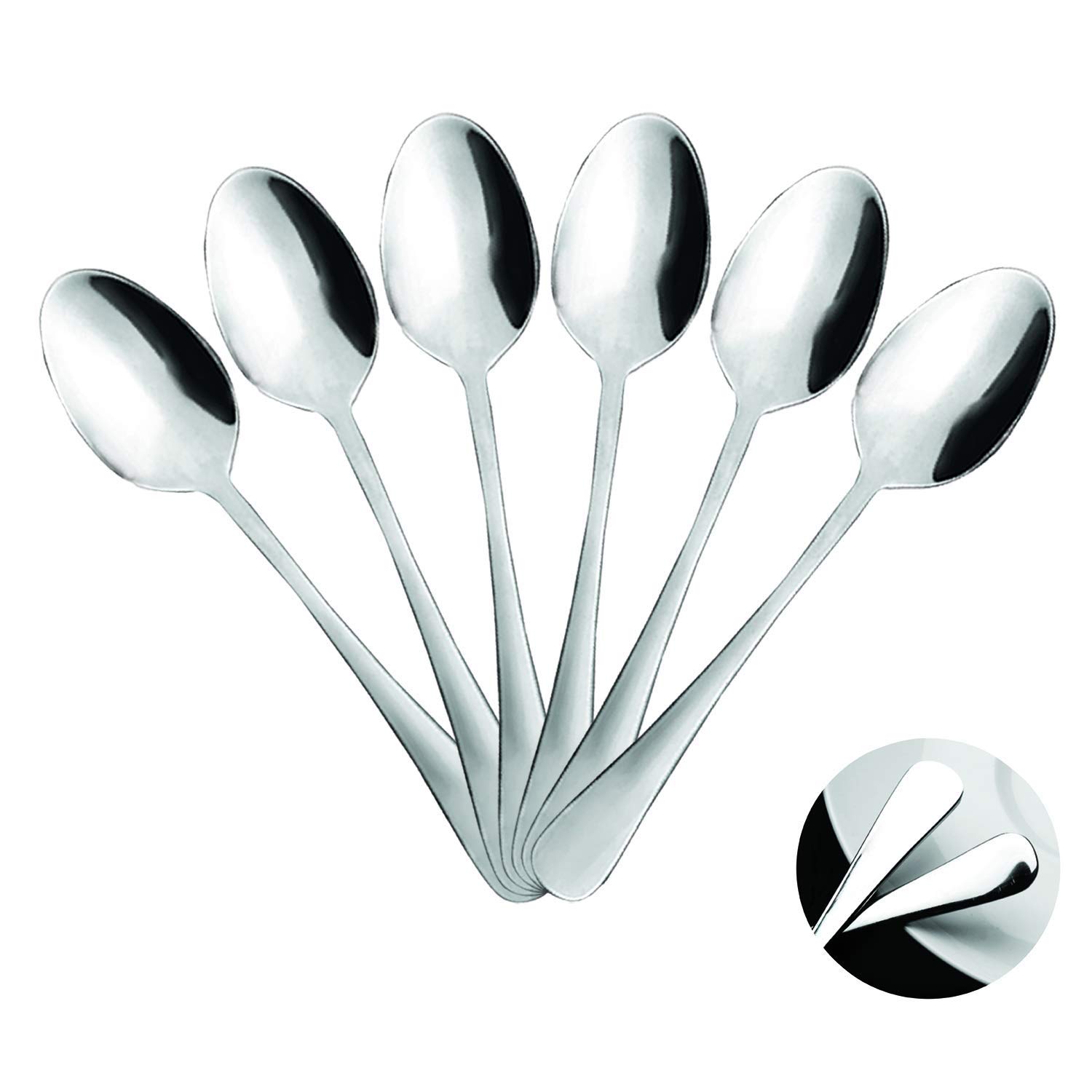 Mr. Spoon 6 Soup Spoons Stainless Steel Minimal Collection 20 x 4.2 cm