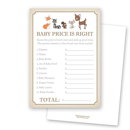 Amazon Com 24 Cnt Woodland Animals Baby Shower Price Is Right Game Amazon Com 24 Cnt Woodland Animals Baby Shower Price Is Right Game