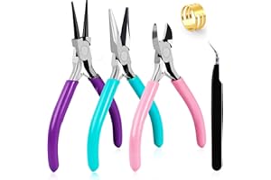 URSKYTOUS 3Pcs Jewelry Pliers Set Jewelry Making Pliers Tools Kit Include Jewelry Making Needle Nose Chain Nose Round Pliers 