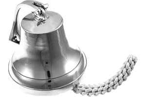 RedSkyTrader Polished Aluminum Dinner Bell, Nautical Ship, 6"