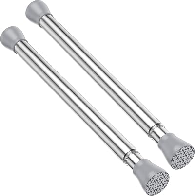AIZESI 2 Pieces Tension Curtain Rods 18-28 Inches White