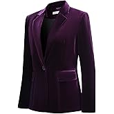 YUNCLOS Womens Velvet Blazer Jacket Slim Fit 1 Button Casual Lapel Office Dress Coat