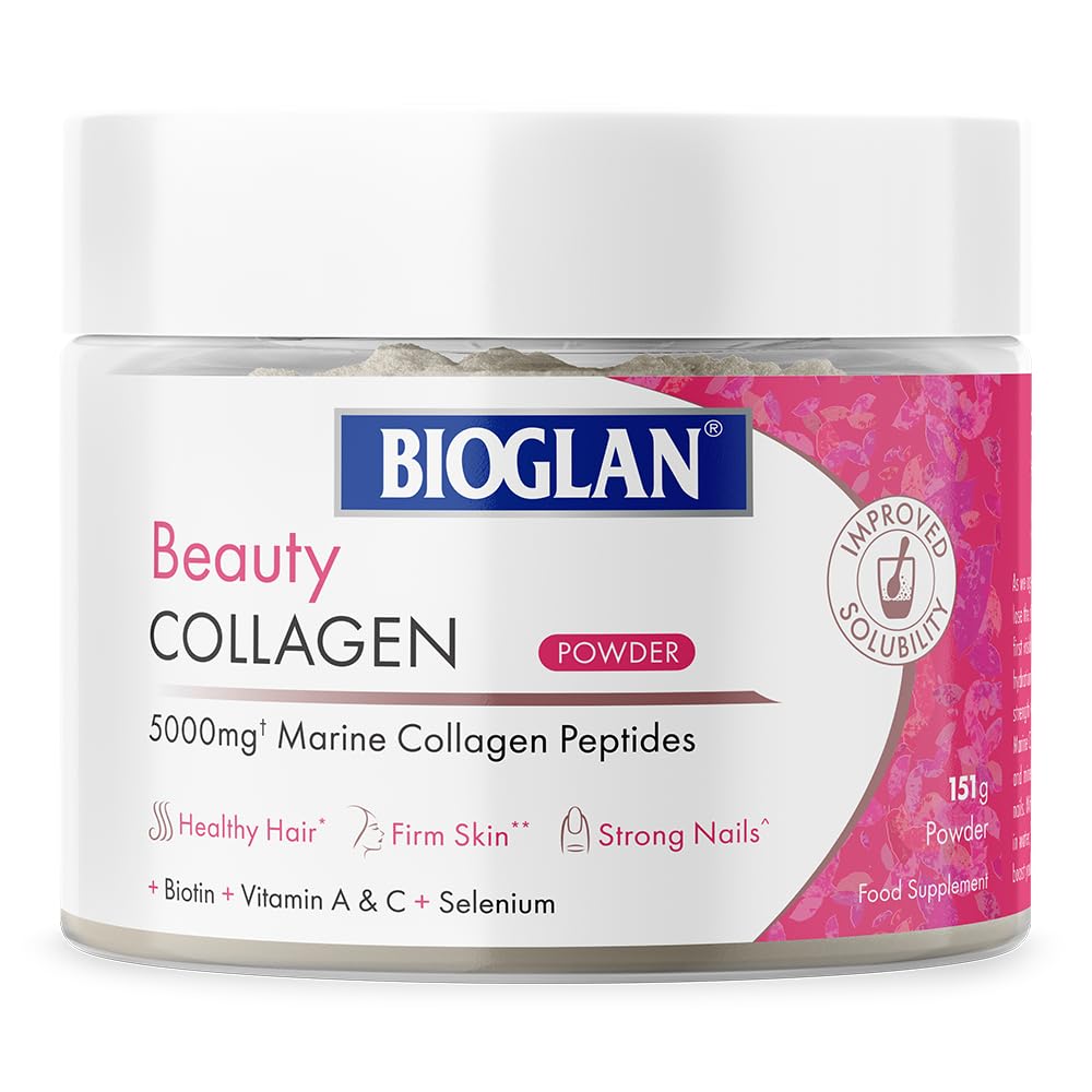 Bioglan Collagen Powder | 5000mg Marine Collagen Powder | Helps Support Healthy Looking Skin, Hair, Nails | Biotin | Vitamin C | Selenium | Hyaluronic Acid | 151g