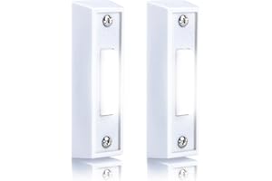 ABVSDU 2 Pcs Lighted Doorbell Button, Wired Door Bell Push Button Replacement Door Bell Push Buttons LED Door Chime Wall Mounted Doorbell Switch Garage Doorbell Button (White Light)