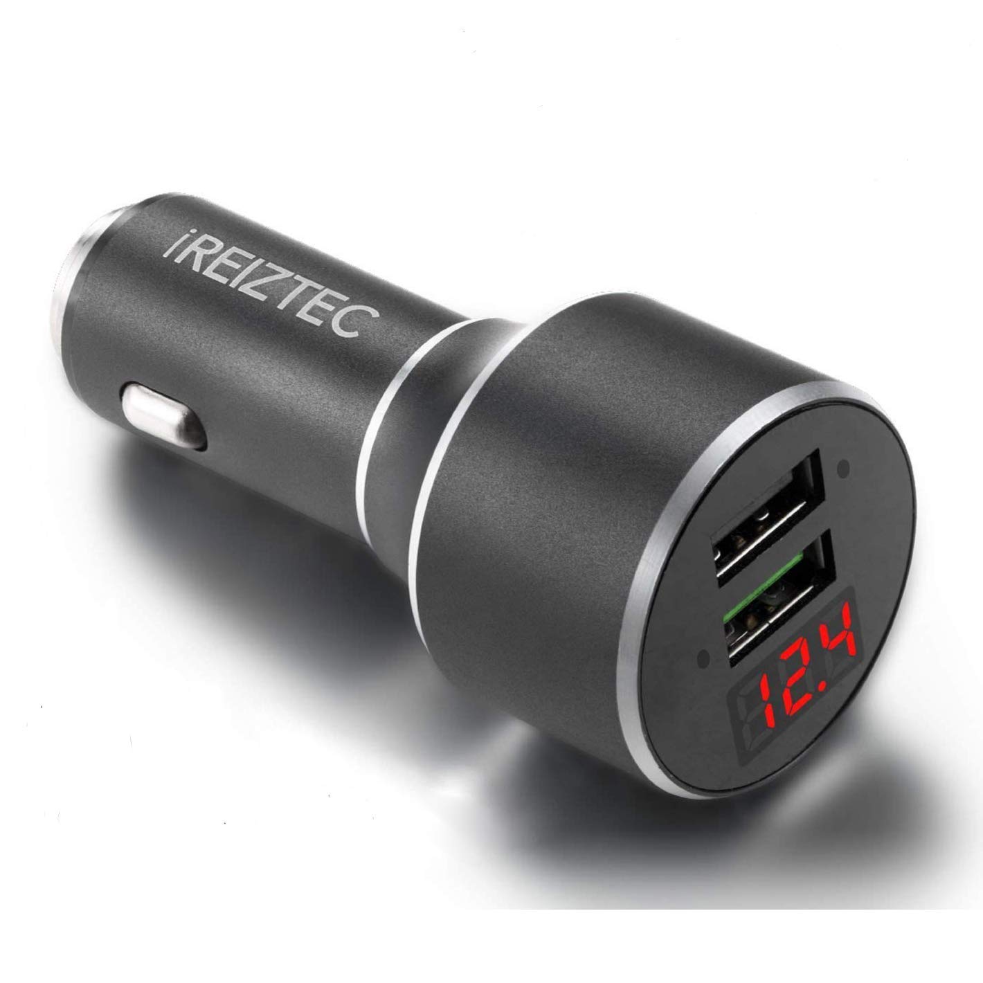 Dual USB Car Charger For iPhone x 8 6 7 Plus, fast car charger quick charge 3.0 for Galaxy S9 S8 S7 S6 Edge Plus Note 8, Cigarette Lighter Adapter w/Safety Hammer, 34W QC 3.0 & 5V/2.1A Ports black