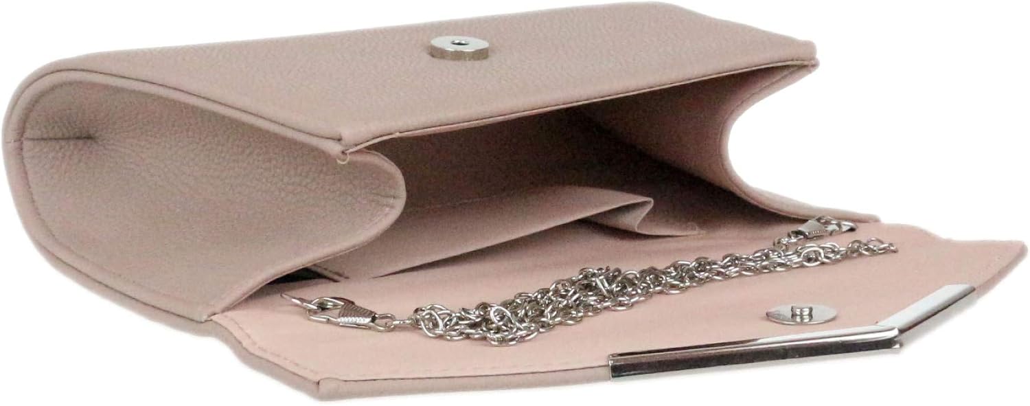 Girly Handbags Womens Metallic Frame Clutch Bag - Nude - Image 5