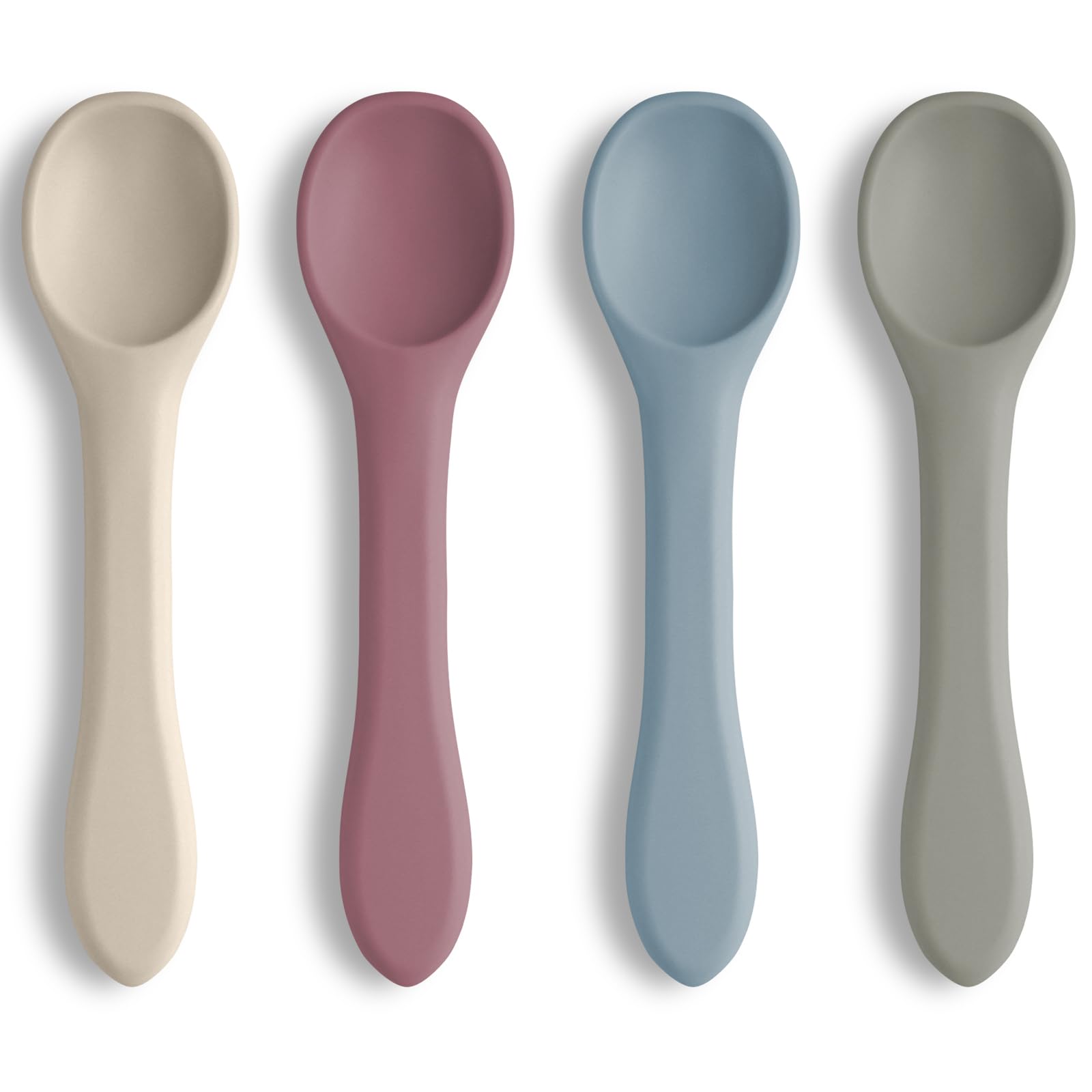 Photo 1 of Vicloon Silicone Baby Feeding Spoons, 4 PCS First Stage Feeding Spoons for Infants, Baby Led Weaning Feeding Supplies Training Spoon, Toddler Utensils, Ultra-Durable & Chewproof, Dishwasher Safe