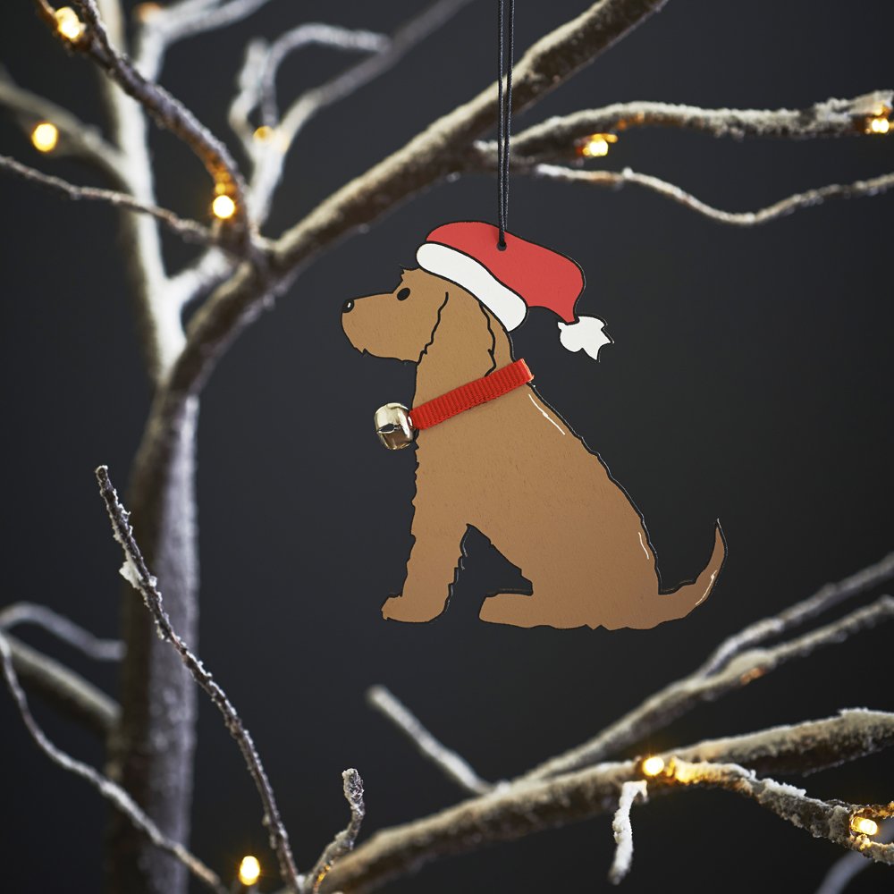 Sweet William Cocker Spaniel Christmas decoration, Wood, Gold