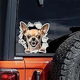 2pcs Chihuahua 3D-Effect Breaking The Wall Car Sticker, 5.12''x5.12'' Waterproof Vinyl Material Accessories, Used for Cars, Trucks, Motorcycles, Walls, Weather-Resistant Vehicle Decor | CZ137