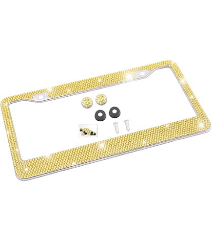 Amazon.com: Bling YELLOW Crystal Rhinestone-Metal Chrome License