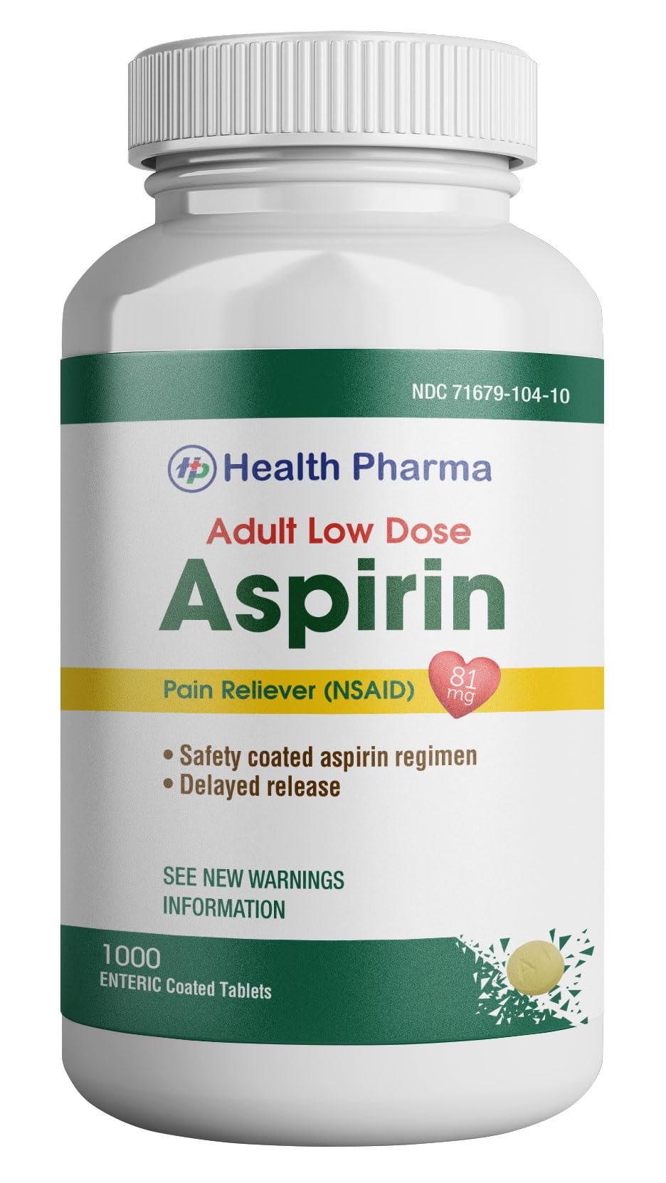 Aspirin 81 mg (1000 Enteric Coated Tablets) | Adult Low Dose Strength Pain Reliever (NSAID) | Safe Pain Relief for Minor Aches and Pain | Value Pack Generic