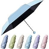 Pinkunn 6 Pieces Travel Mini Umbrella for Purse, Colored Compact Umbrellas, Bulk Small Folding UV Lightweight Portable Windproof Pocket for Sun Rain Protection, Girls Women