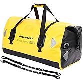 WILD HEART Waterproof Motorcycle Duffel Bag PVC500D Double-bottom With Rope Straps and Inner Pocket 40L 66L 100L for Kayaking, Camping, Boating,Motorcycle