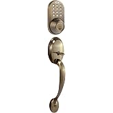MiLocks BDF-02AQ Electronic Touchpad Entry Keyless Deadbolt Handleset Combo, Antique Brass