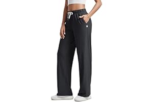 ODODOS Women's Straight Leg Pants Ultra Soft Stratum Tech Relaxed Casual Pajama Lounge Pants with Pockets-29/31" Inseam