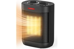 FARYUAN Small Space Heater for Indoor Use, PTC Electric Heater for Bedroom, 1000W Fast Heating with Thermostat, Overheating & Tip-Over Protection, Portable Small Heater
