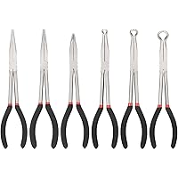 CASOMAN 6PCS 11" Extra Long Pliers Set, Include Extra Long Needle Nose Pliers Set (1" Long Nose Plier, 90°&45° Bent Nose Plie