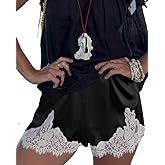 Women Satin Silk Lace Trim Shorts Silky Low Rise Boxer Shorts Y2k Teen Girls Cute Coquette Lounge Slip Bottoms