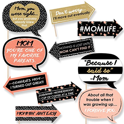 Funny Best Mom Ever - Mother's Day Photo Booth Props Kit - 10 Piece