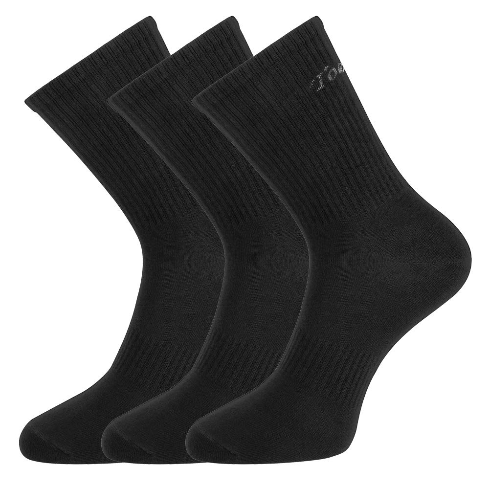Men's 3-Pack Black Anti Athletes Foot Odor Resist Anti-Sweat Thin Cotton Crew Sports Socks