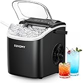 EUHOMY Countertop Ice Maker Machine with Handle, 26lbs in 24Hrs, 9 Ice Cubes Ready in 6 Mins, Auto-Cleaning Portable Ice Make