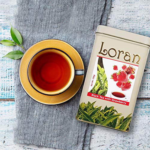 LORAN - Schwarzer Tee mit Erdbeere, Premium Qualität, Ceylon Tee aus Sri Lanka, lose in Dose 200g, Erdbeerstückchen… – Bild 8