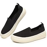 DEXJEWU Women's Slip-on Loafers Flats Knit Walking Penny Shoes Soft Work Office Comfort Sneakers with Arch Support