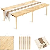 Milostelom 44x22 Low Floor Folding Picnic Table | Portable low table for 4-6, with adjustable height, mortise &amp; tenon joints, and runner for beach picnics.