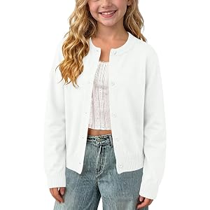 Girls Sweater Cardigans Fall Knit Button Long Sleeve Cardigan for Kids | Kids cardigan girls soft lightweight button up cotto