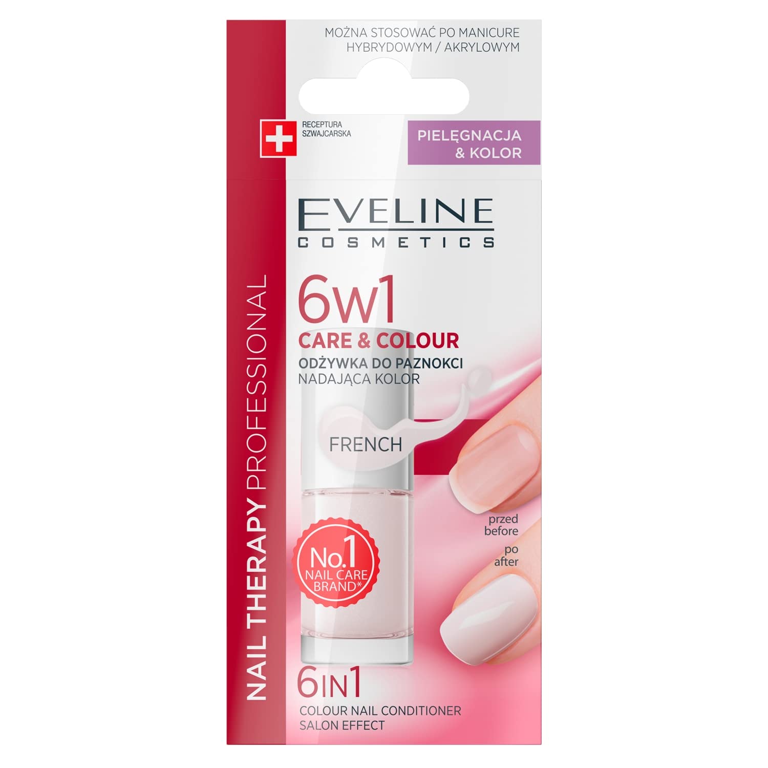 Eveline Cosmetics Nail Therapy Professional Concentrated Nail Conditioner with Color - French, 5 ML | Enriched with Colour&Double Strong™ Complex