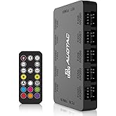Auotac ARGB PWM Fan Hub with RF Remote Controller for PC Build, (Connect Ten Case Fans, 5V 3Pin ARGB &amp; 12V 4Pin PWM Fan Connector, Stable Dual SATA Power Input, Magnetic Suction), Black