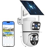 4MP Dual Lens PTZ Solar Wireless Security Camera Outdoor WiFi Cameras 1pcs | Color Night Vision, 2.4GHz/5.8GHz WiFi, 2-Way Audio, Auto-Tracking, PIR+AI Motion Detection, Free APP