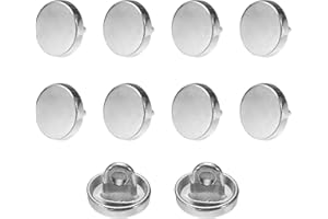 HARFINGTON 10pcs 14L Metal Round Flat Sewing Buttons 9mm Alloy Shank Craft Replacement Button for Men Women Suit Woolen Coat 