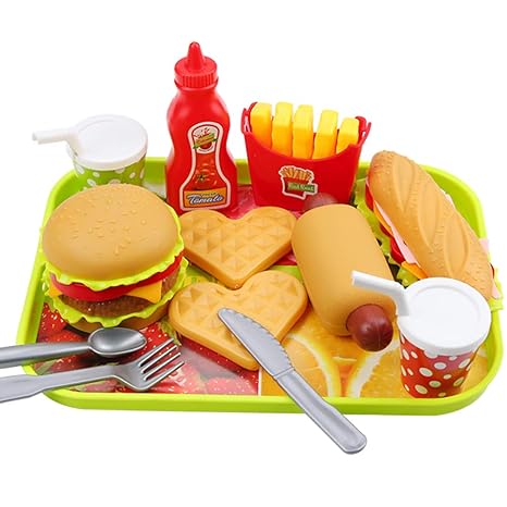 Holz Burger Spielzeug Set - Fast Food Küchenzubehör Für Kinderküche Ab 3 Jahre