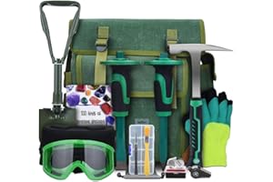 YTYLSJ 16-Piece Geological Rock Hammer Kit, Portable 32-ounce Hammer and Chisel Backpack Set, Suitable for Rock Hunting, Gold Mining,Ideal Choice for Beginners and Enthusiasts