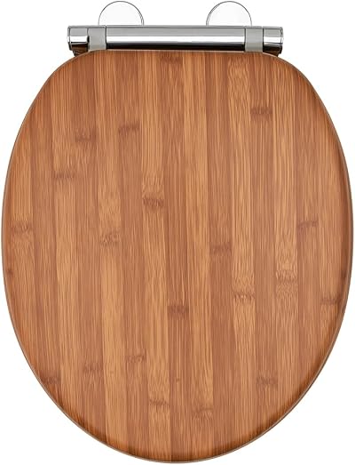 AQUALONA Luxury Soft Close Toilet Seat Moulded Wood Bamboo Hinges