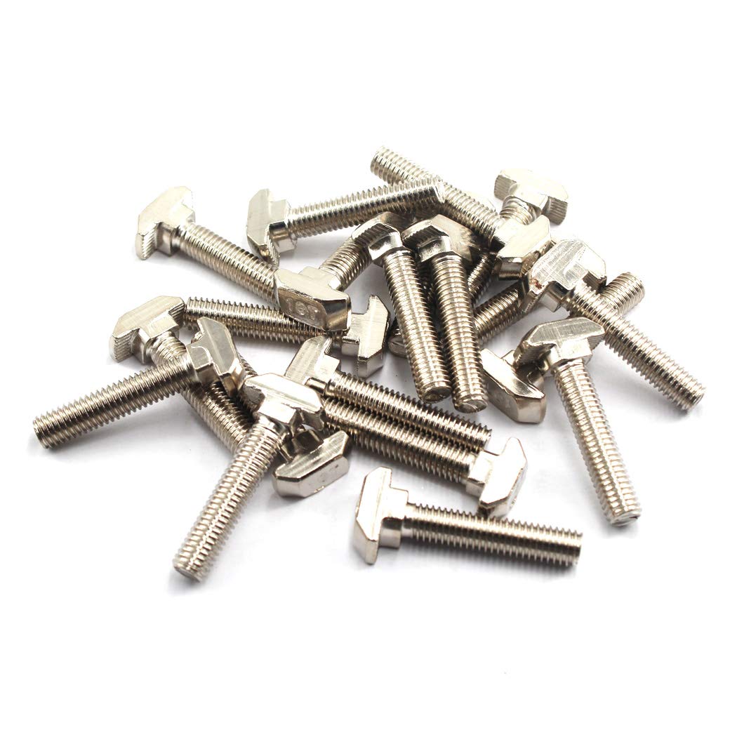 M8X20 T Slot Bolt Carbon Steel Hammer Head Bolt For 4545 Series T Slot Aluminum Extrusion European Standard (20 Pieces)