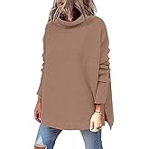 LILLUSORY Women's Mock Turtleneck Sweaters Oversized Long Sleeve Casual Knit Pullover 2026 Tunic Tops Wear with Leggings