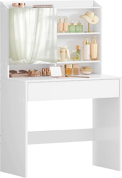 VASAGLE KAILYN Dressing Table Vanity Desk with Mirror 40 x 70 x 135 cm Cloud