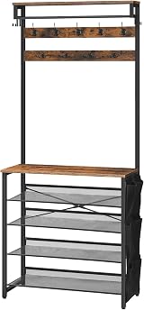 HOOBRO Hall Tree with Bench 5-Tier Shoe Storage Rustic Brown BF75MT01 view 1