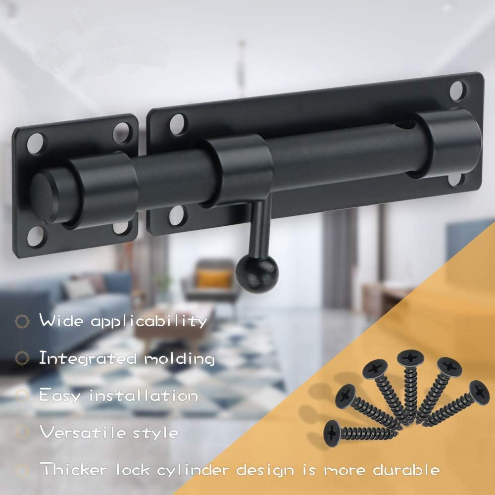Sayayo Slide Gate Latch Bolt Safety Door Lock with Padlock Hole 150MM Length, 16MM Dia Bar - Image 4