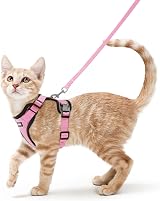 rabbitgoo Cat Harness and Lead Set Pink XS Reflective Adjustable Escape Proof