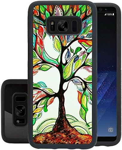 Samsung Galaxy S8 Case Colorful Tree, PC and TPU Shockproof Slim Anti-Scratch Protective，Dual layer Rugged Case Non-slip Grip ，Black